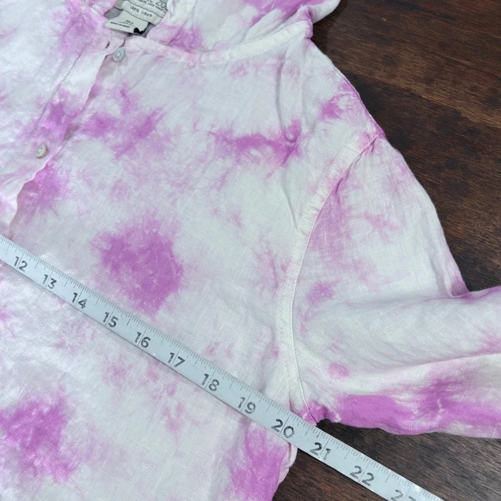 Rachel Zoe Linen Pastel Tie Dye Hooded Top Small Oversized Hoodie Beachy Coastal
